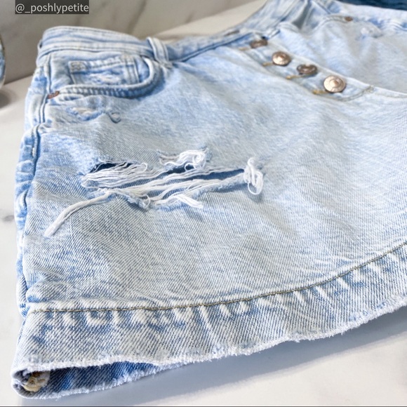 AE denim ripped distressed jean mom comfort stretch band skort - Picture 14 of 16